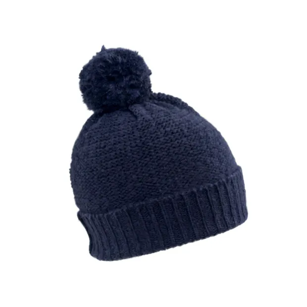 Bonnet laine pompon bleu marine