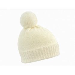 Bonnet laine pompon blanc - Bibop et Lula