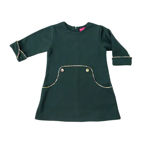 Robe hiver rétro enfant vert emeraude