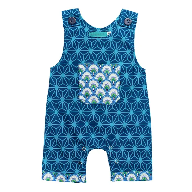 Barboteuse salopette coton bébé 0-24 mois bleu