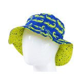 Chapeau coton réversible enfant 1-8 ans bleu et vert étoiles et crocodiles - Bibop et Lula