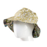 Chapeau coton réversible enfant 1-8 ans vert olive et fleurs - Bibop et Lula