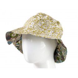 Chapeau coton réversible enfant 1-8 ans vert olive et fleurs