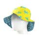 Chapeau coton réversible enfant 1-8 ans geckos bleu et jaune vert