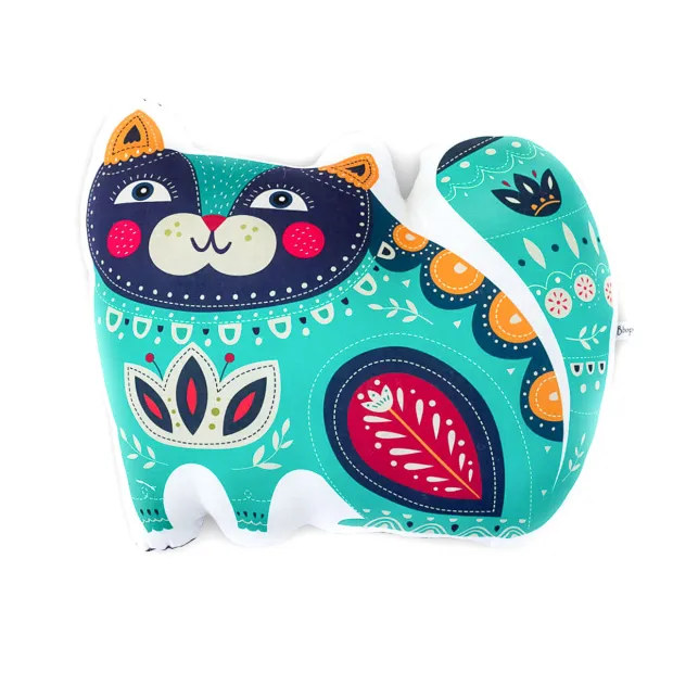 Coussin chat vert et violet