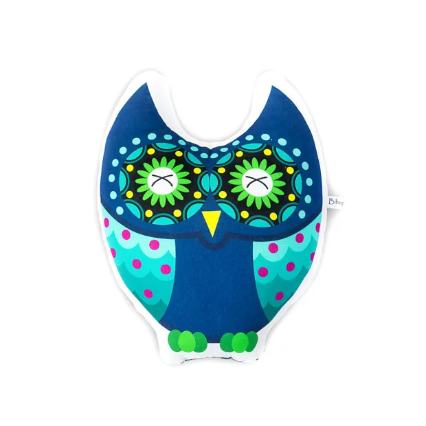 Coussin hibou bleu