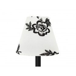Petit abat-jour conique lampe blanc et fleurs brodées noires - Bibop et Lula
