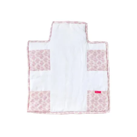 Tapis à langer nomade de voyage bébé coton éponge blanc et fleurs