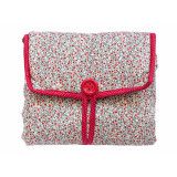Tapis à langer nomade de voyage bébé coton éponge gris et rouge à fleurs - Bibop et Lula