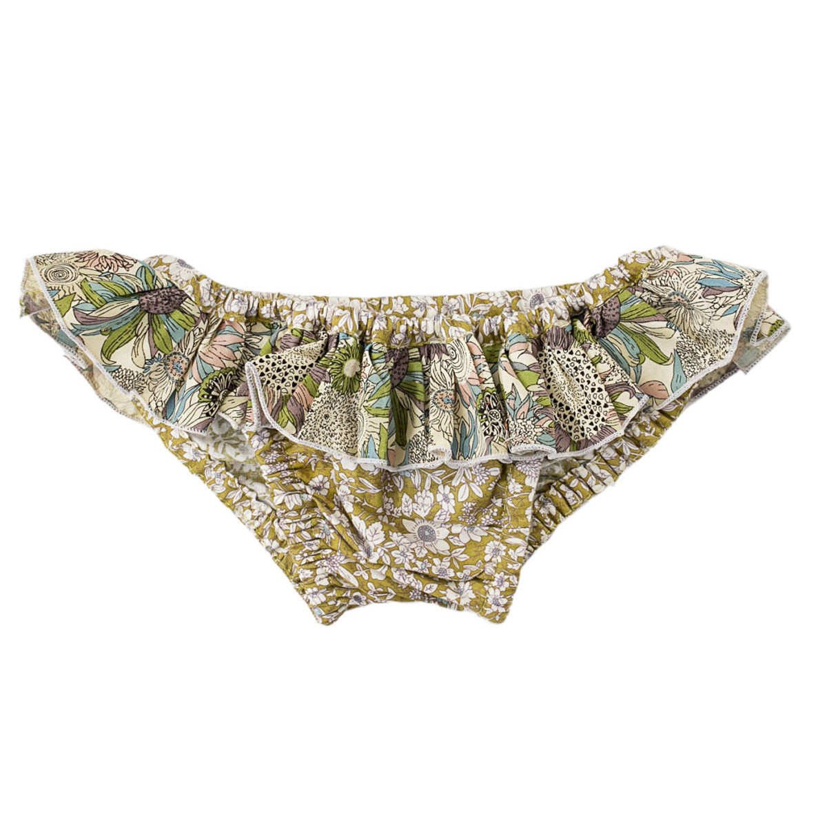 Culotte de bain fille 2-4 ans petites fleurs vert olive et fleurs