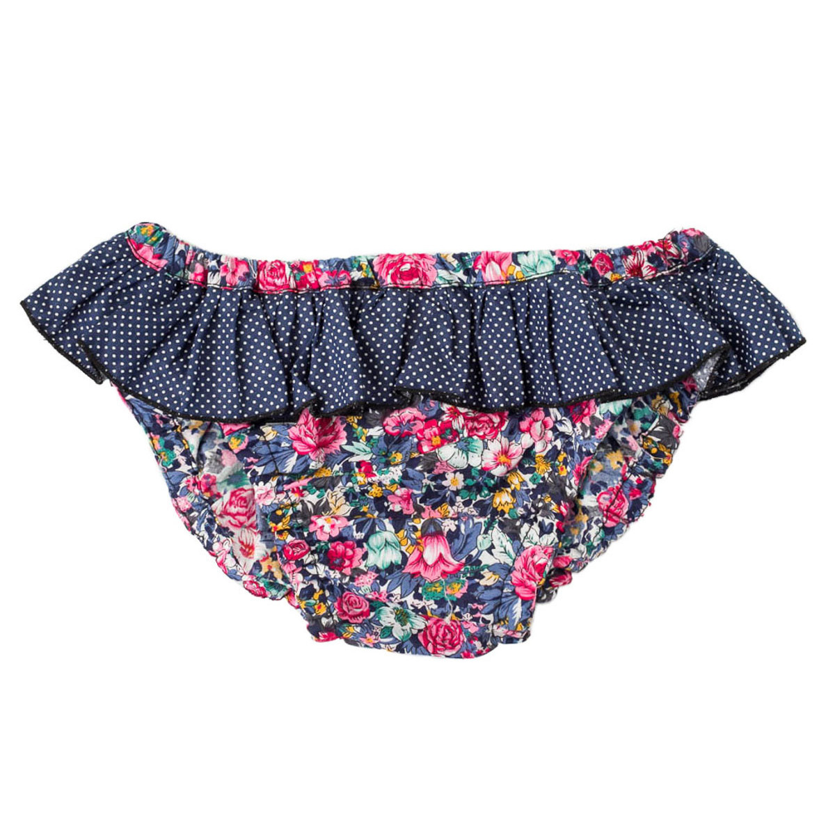 Culotte de bain fille 2-4 ans bleu marine et fleurs