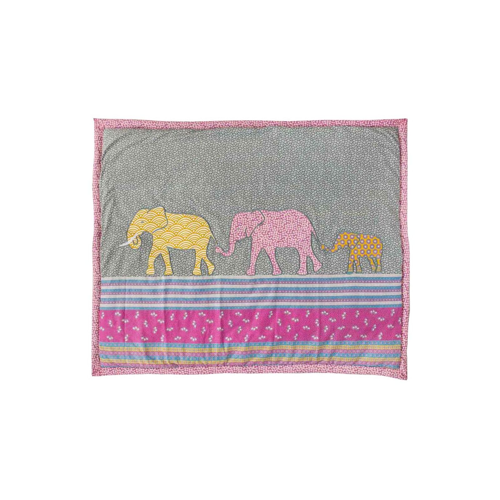 Couverture Coton Polaire Bebe Grise Et Rose Avec Elephants Brodes