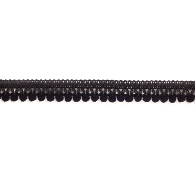 Galon petits pompons noir
