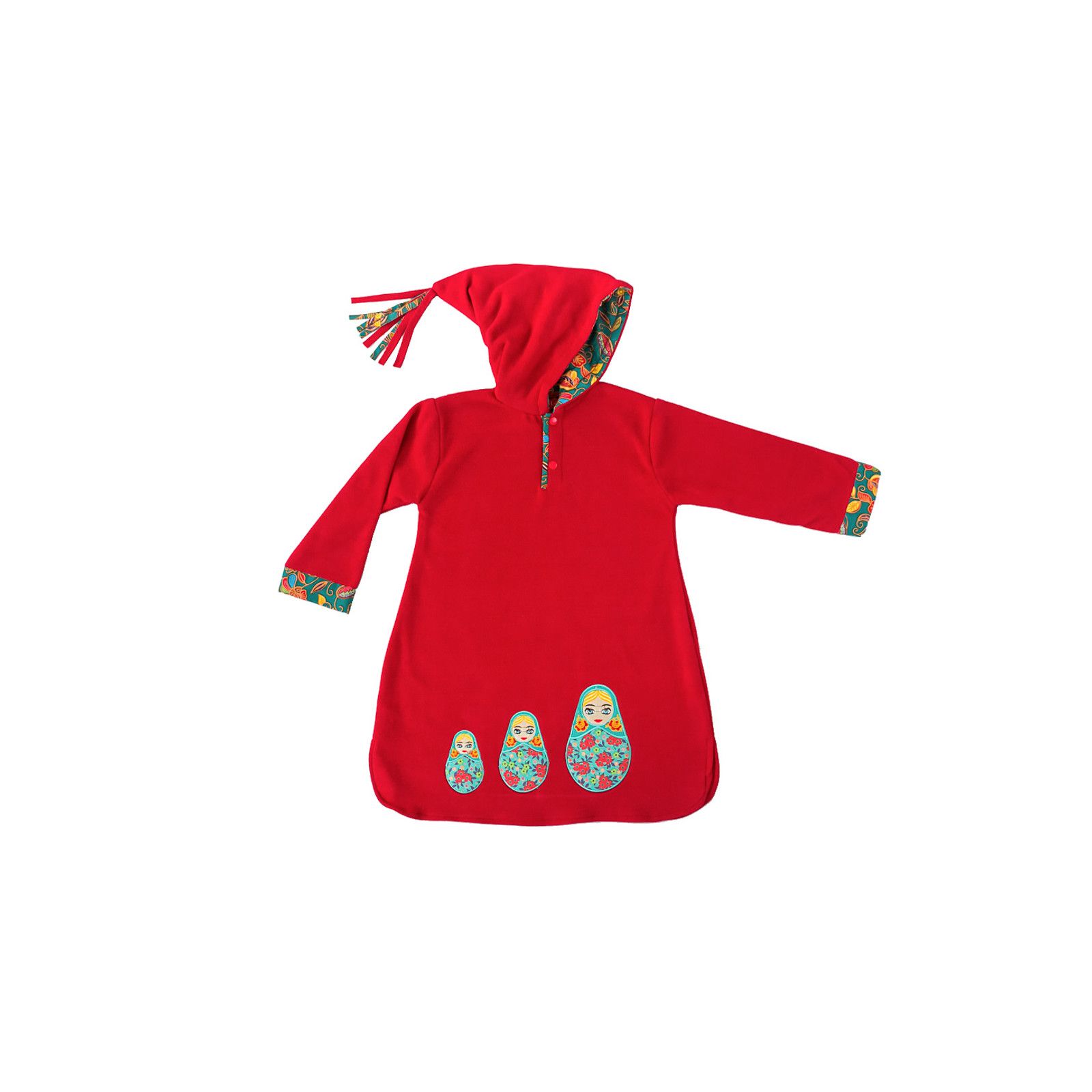 Burnou Djellaba Polaire Enfant Rouge Et Matriochka Poupees Russes