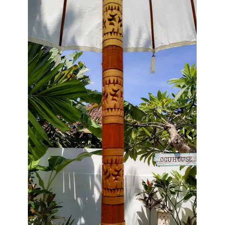 Parasol balinais écru coton diamètre 190cm. Livraison offerte