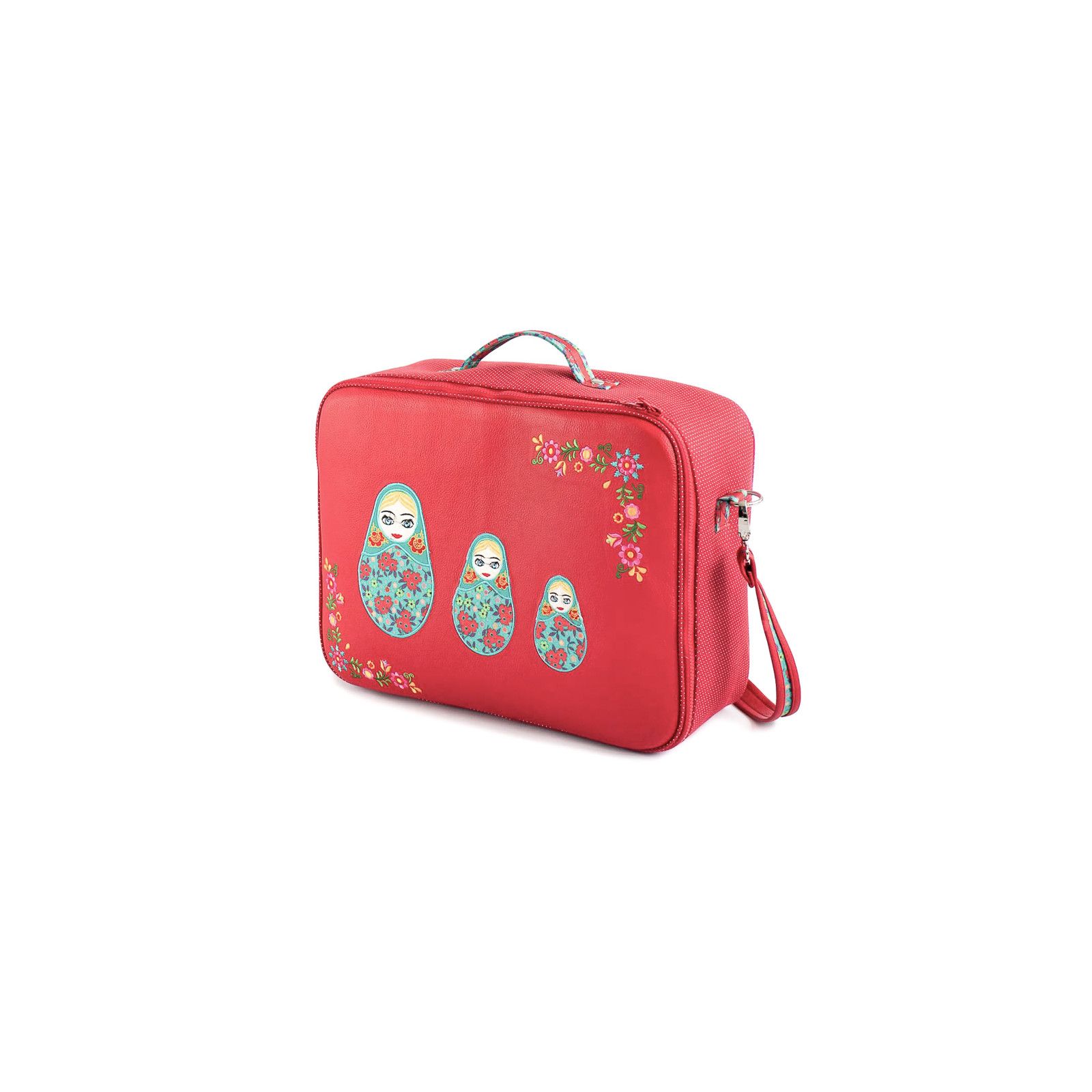 Valise Originale De Voyage Bebe Enfant Rouge Et Matriochka Vert Menthe