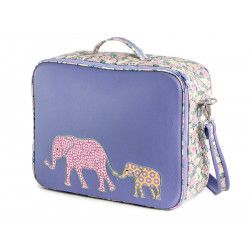 Valise originale de voyage bébé, enfant violet avec eléphants et fleurs - Bibop et Lula