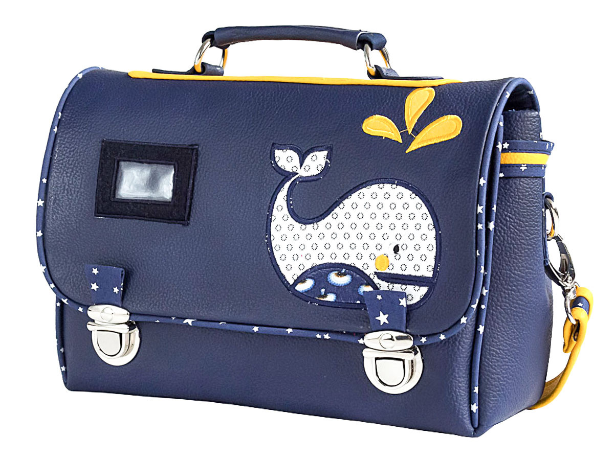 Sac cartable enfant cole maternelle bleu fonc avec baleine