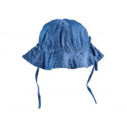 Chapeau de soleil bébé coton réglable bleu 