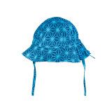 Chapeau de soleil bébé coton réglable bleu asanoha