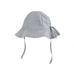 Chapeau de soleil bébé coton réglable gris
