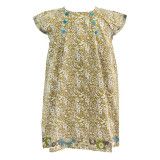 Robe manches courtes coton fille fleur fond moutarde - Bibop et Lula