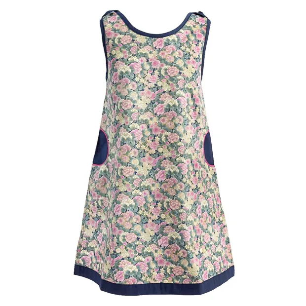 Robe sans manches coton fille 2-10 ans fleurs sur fond marine