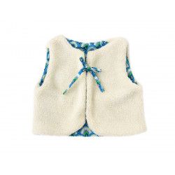 Gilet réversible bébé 0-3 ans fausse fourrure blanche motif api - Bibop et Lula