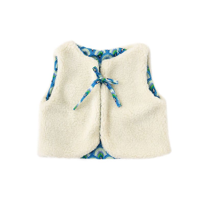 Gilet Reversible Bebe 0 3 Ans Fausse Fourrure Blanche Motif Api