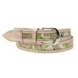 Ceinture en simili métallisé rose et coton japonais - Bibop et Lula