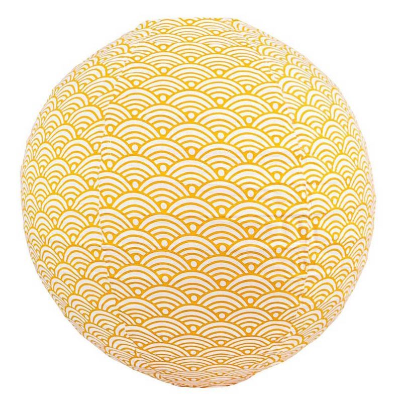 Lampion Tissu Boule Japonaise Rond Blanc Et Jaune Moutarde