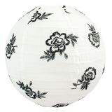 Lampion tissu boule japonaise rond Black roses - Bibop et Lula