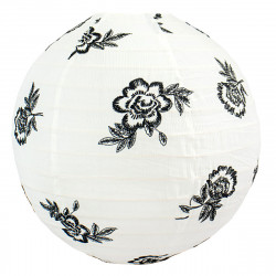 Lampion tissu boule japonaise rond Black roses - Bibop et Lula