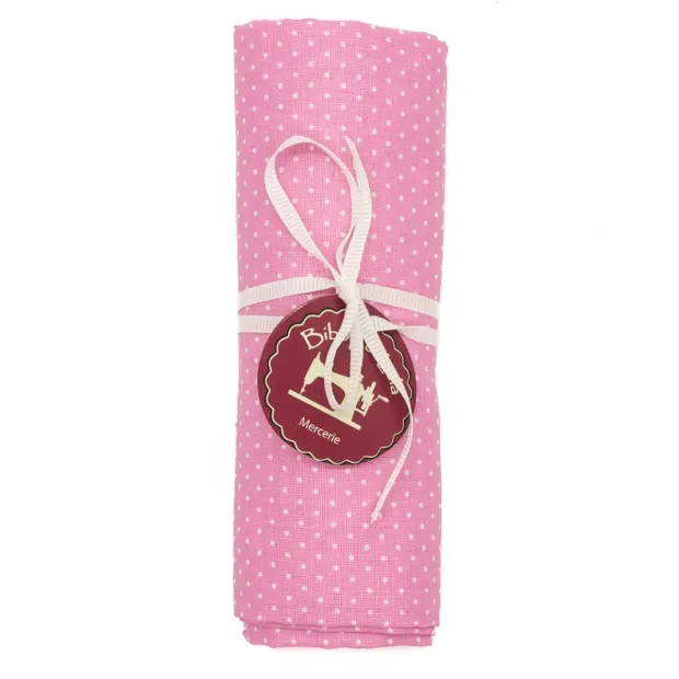 Coupon tissu Petits Pois Rose bonbon