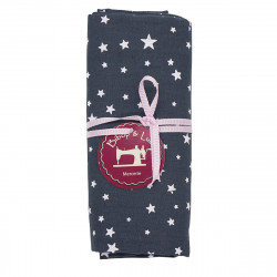 coupon tissu coton gris étoiles blanches - Bibop et Lula