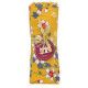 coupon tissu coton fleurs japonaises rouges et grises sur fond jaune moutarde - Bibop et Lula