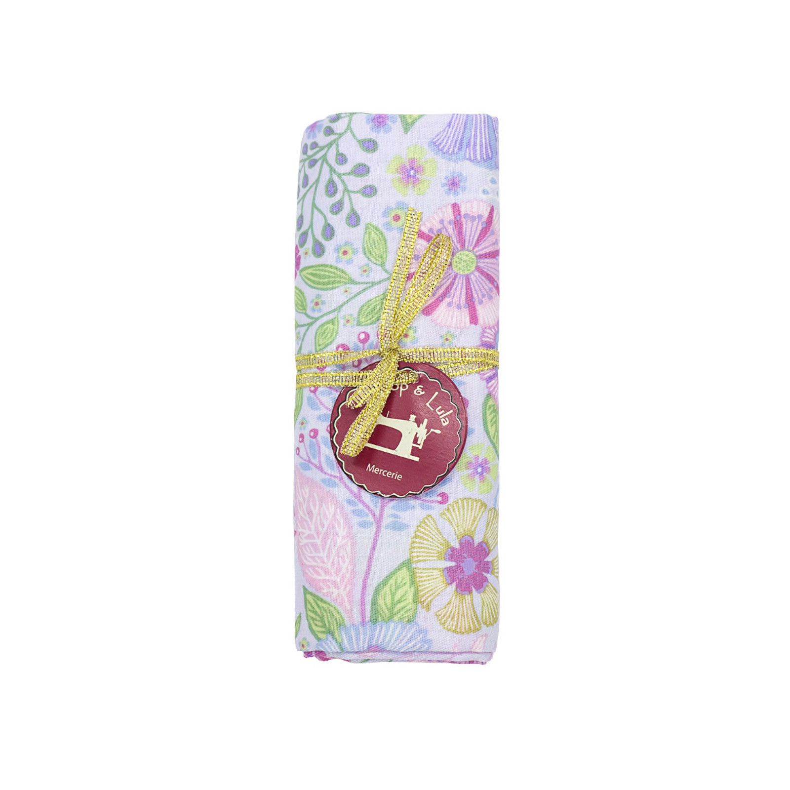 coupon tissu coton fleurs pastel sur fond bleu ciel - Bibop et Lula