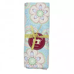 coupon tissu coton grosses fleurs fond bleu ciel - Bibop et Lula