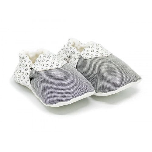 Chaussons bébé souples 0-24 mois blanc et gris - Bibop et Lula