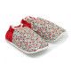 Chaussons bébé souples 0-24 mois rouge et gris petites fleurs