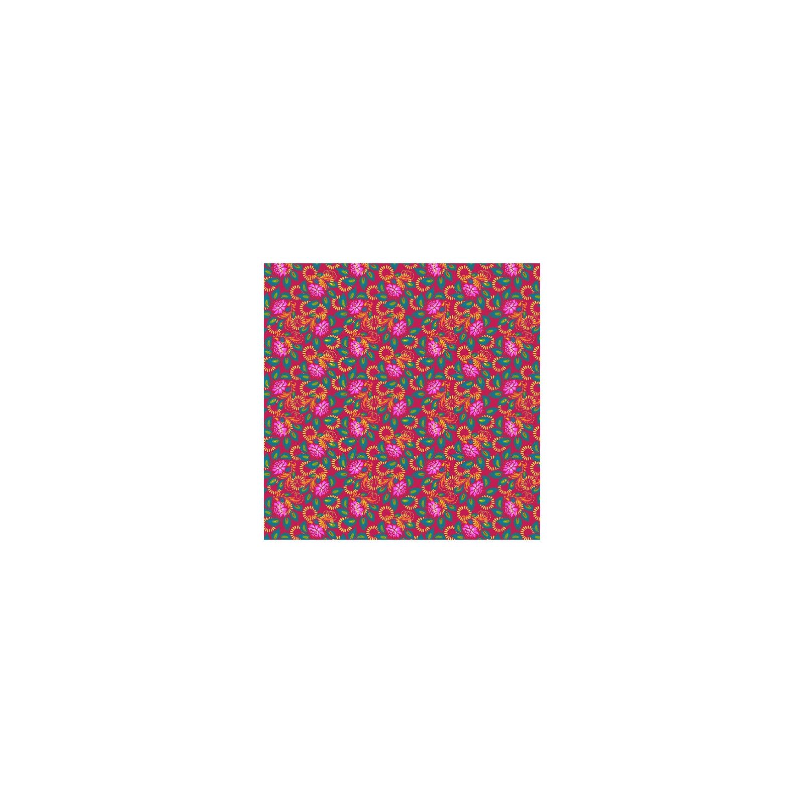 Jersey de coton rouge et fleurs bio Odile Bailloeul