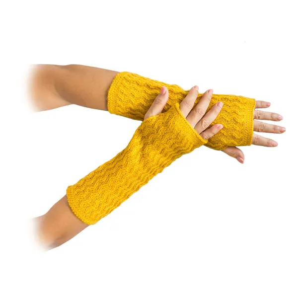 Mitaines laine jaune moutarde