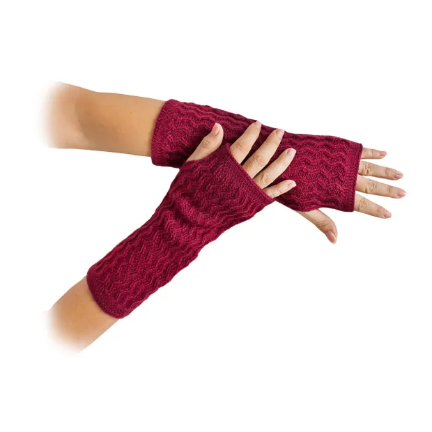 Mitaines laine rouge prune