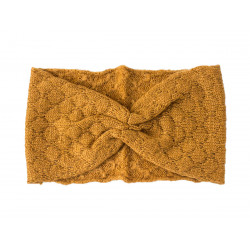 Bandeau headband rétro laine jaune or moutarde - Bibop et Lula