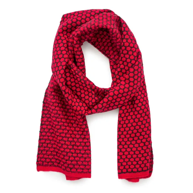 Echarpe laine rouge cerise et noire