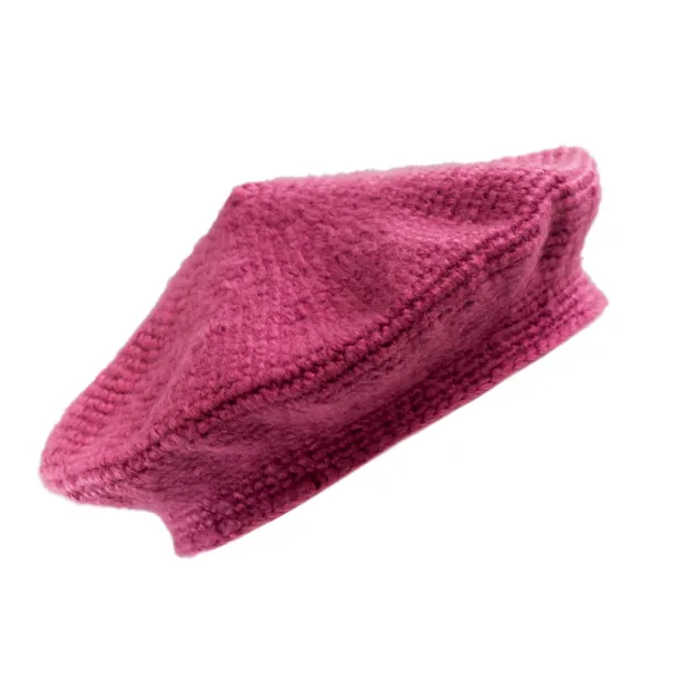 Béret laine rose framboise