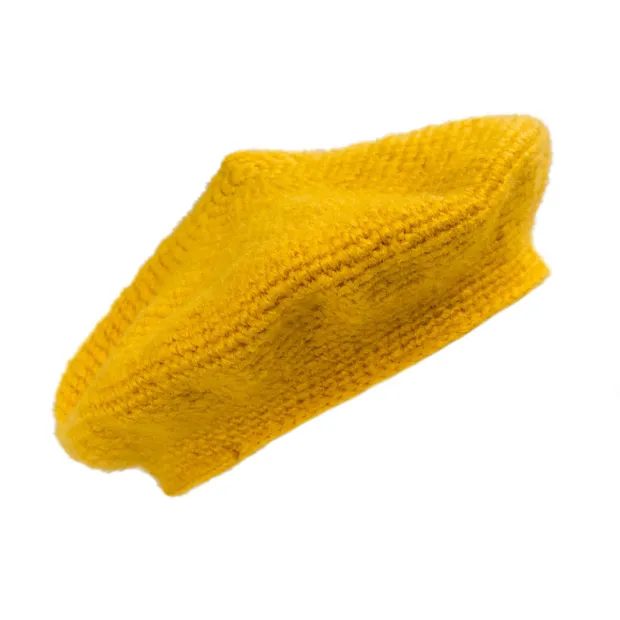 Béret laine jaune moutarde