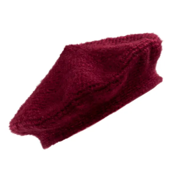 Béret laine rouge prune