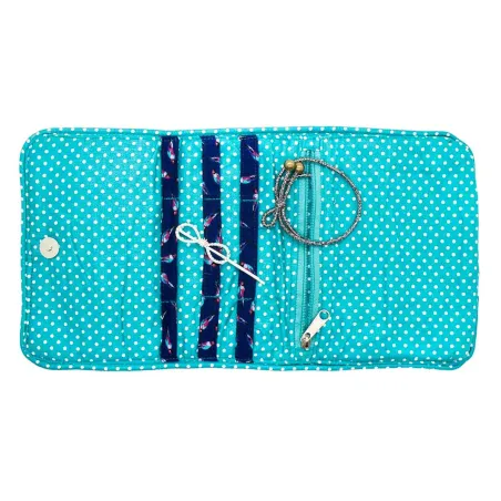 Tissu coton petits pois bleu turquoise