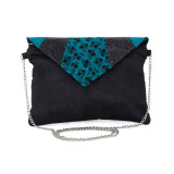 Pochette enveloppe noir et bleu canard - Bibop et Lula